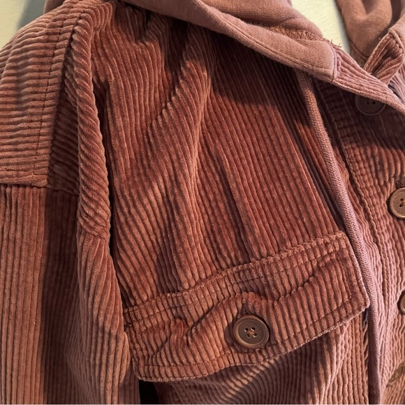 AE Cropped Corduroy Hooded Jacket Plum - size M - Picture 5 of 7